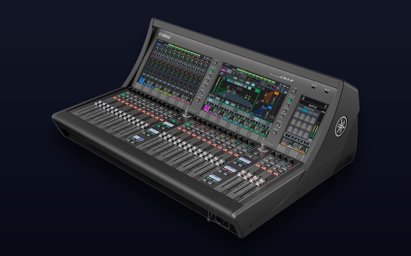 Yamaha DM7: 120 channels, 28 faders and three touchscreens